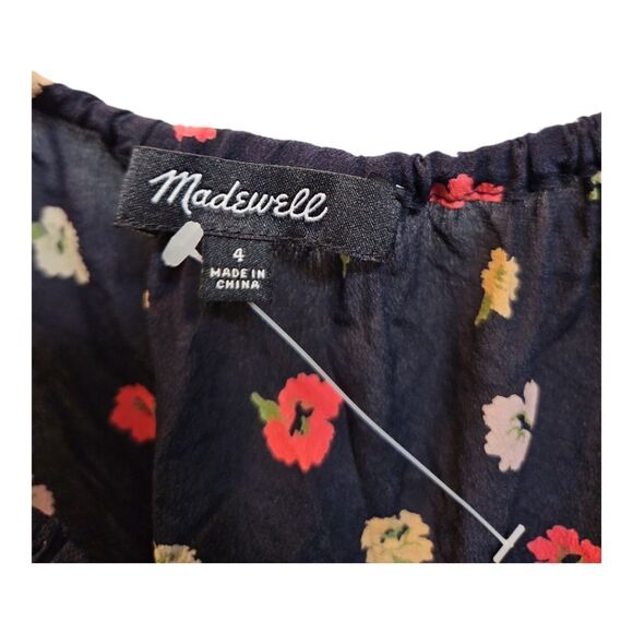 Madewell Cropped Silk Babydoll Ruffled Blouse Size 4 - Picture 3 of 7